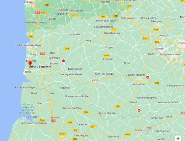 Capture d'écran de Google Maps afin de montrer l'emplacement exact du parc Bagatelle