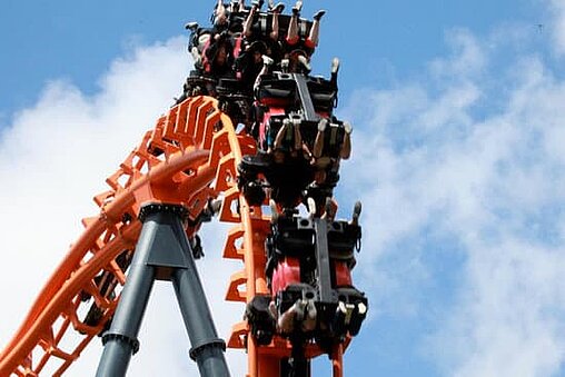 Zoom sur le train suspendu du Triops au niveau de l'inversion