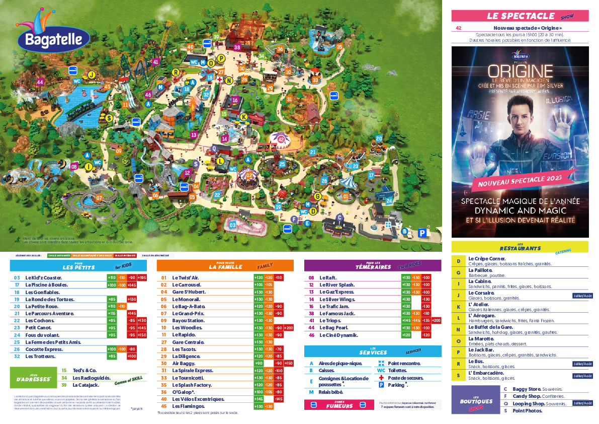 Plan du Parc Bagatelle pour la saison 2023